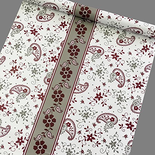 Yifely Red-Gray Flower Self-Adhesive Shelf Drawer Liner Moisture Proof Shower Storage Locker Decor Pvc Paper 45X300Cm #TOP25