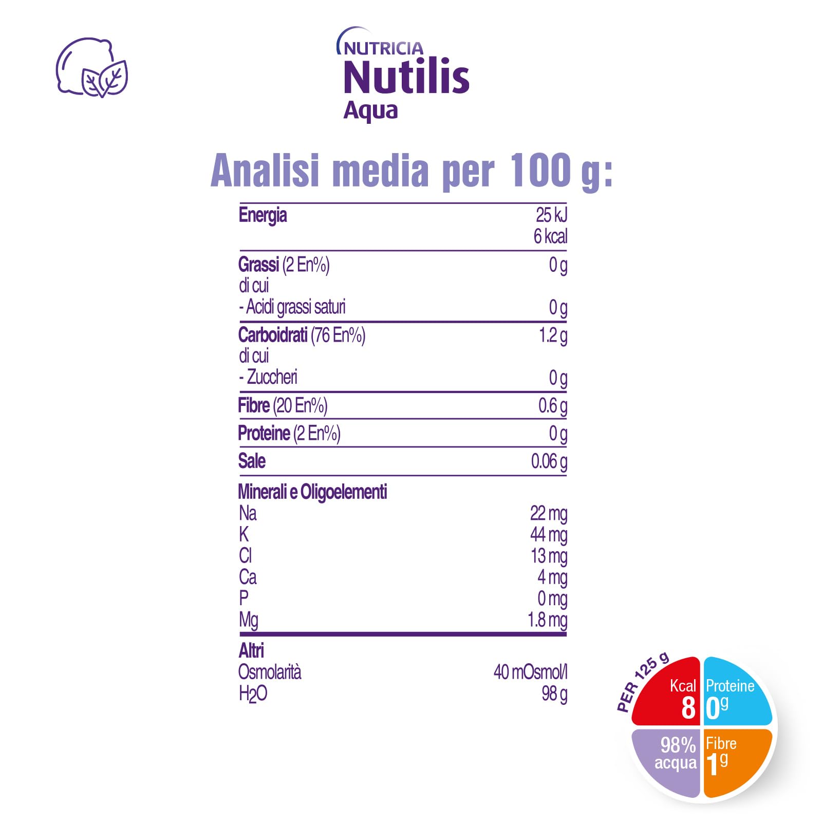 NUTILIS AQUA GEL - Acqua Gelificata per la Gestione Dietetica della Disfagia, Senza Zucchero, Glutine e Lattosio, Alimento a Fini Medici Speciali, Gusto Thè al Limone - 12 x 125g
