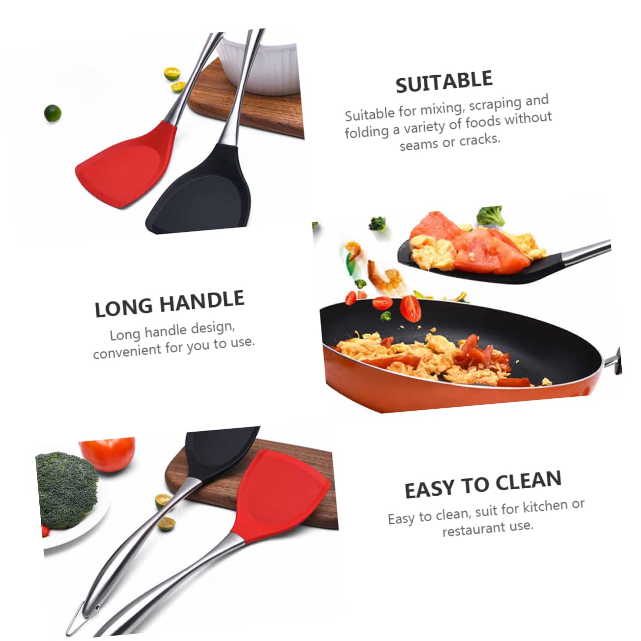MAGICLULU 3stücke Silikon Pfannenwender Hitzebeständig Antihaft Ergonomischer Griff Für Kochen Braten Und Wenden Von Lebensmitteln Der Küche Restaurant Zufällige Farben