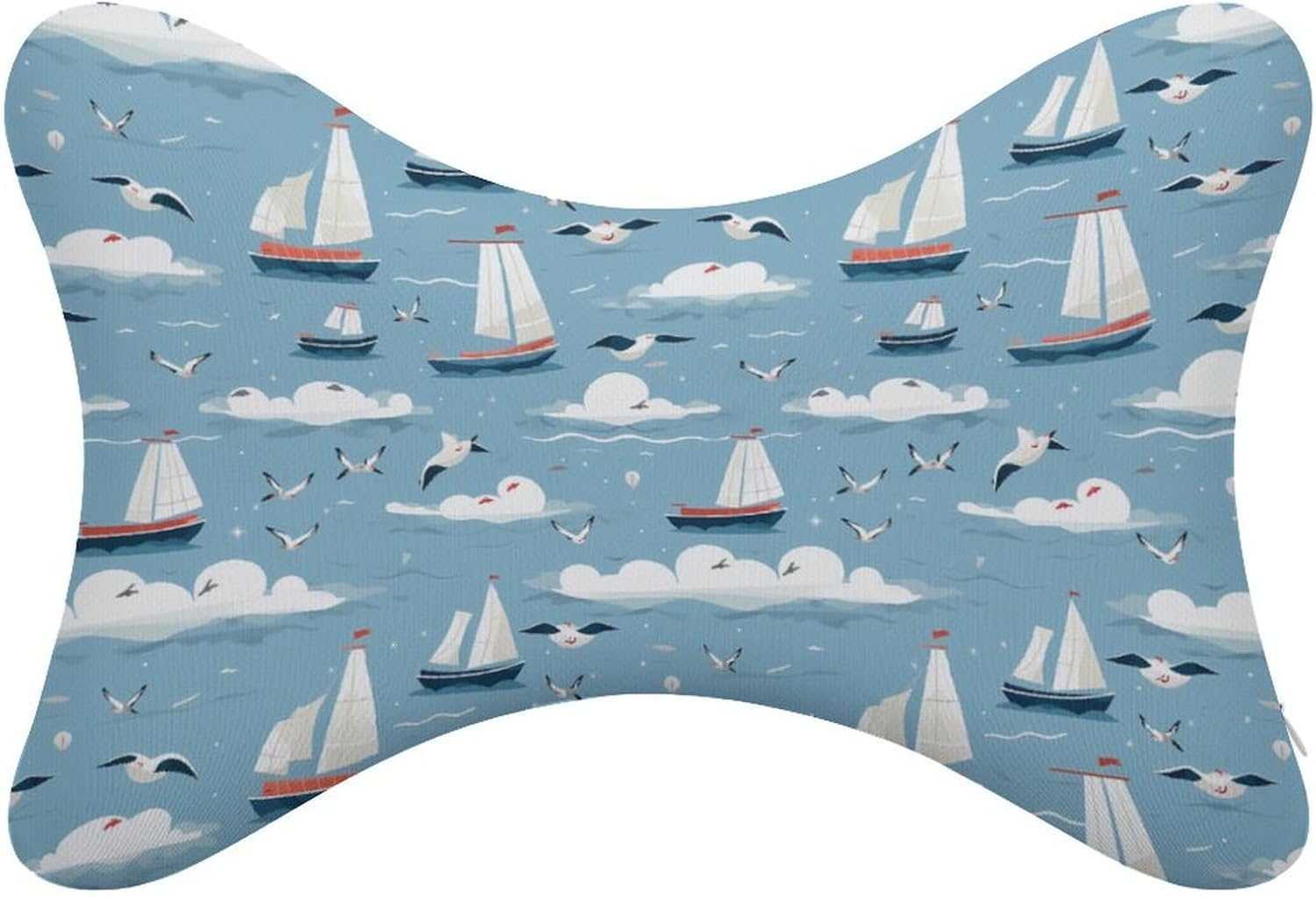 Cartoon Sailing Boat Cute Seagulls 2 Pack Car Neck Pillow Car Headrest Soft Car Pillow for Most Cars
