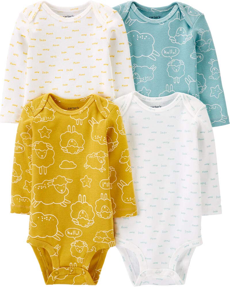 Carter'sCarter's 4 Pk Long Sleeve Bodysuits -Mama Dada, Preemie