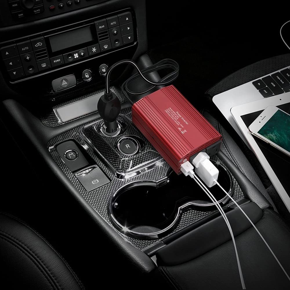 Onda Sinusoidale Pura Power Inverter 150W Auto Power Inverter Inversor DC 12V a AC 110 V / 220V 2.1A Dual USB Ports Adattatore caricabatterie auto (Color : DC 12V To AC 110V)
