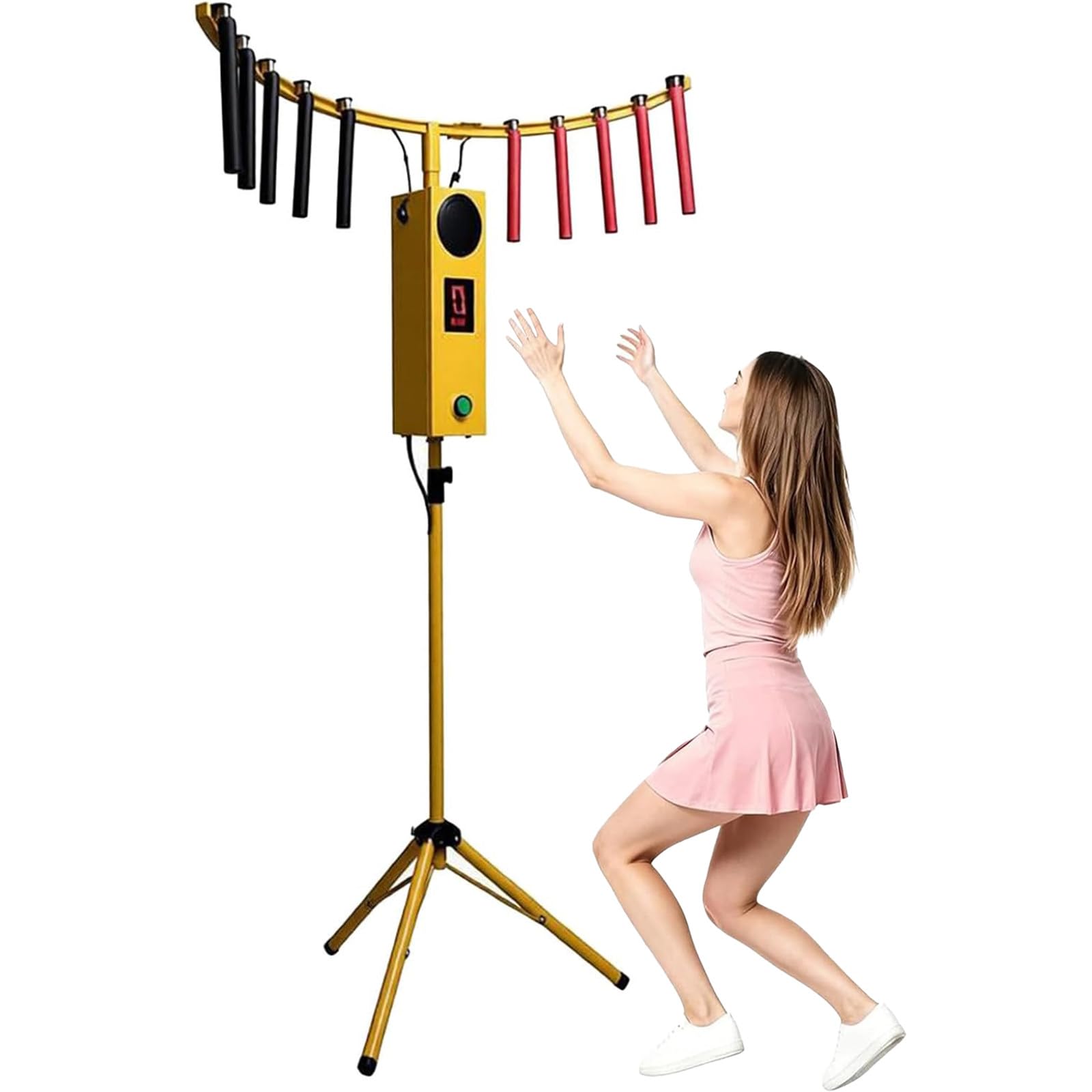 Wangyingxu Hand Eye Coordination Training Game, with 10 Sticks, Catching Stick Arcade Challenge, with Sound, Reflex Booster for Parties, Family Nights & Commercial Use Yellow
