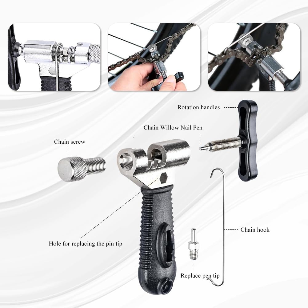Rivettatore E Kit Riparazione Catena Bici – Per 6-12 Velocità, Pinze 2 In 1, Calibro Usura, 3 Maglie Di Giunzione - 4