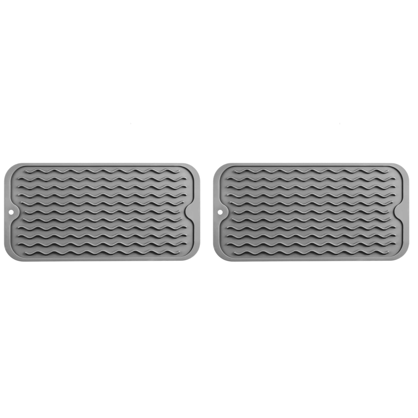 Hndhbfgrt 2X Dish Drying Mat for Multiple Usage, Easy Clean, Eco-Friendly, Heat- Silicone Mat for Kitchen Counter Grey-A