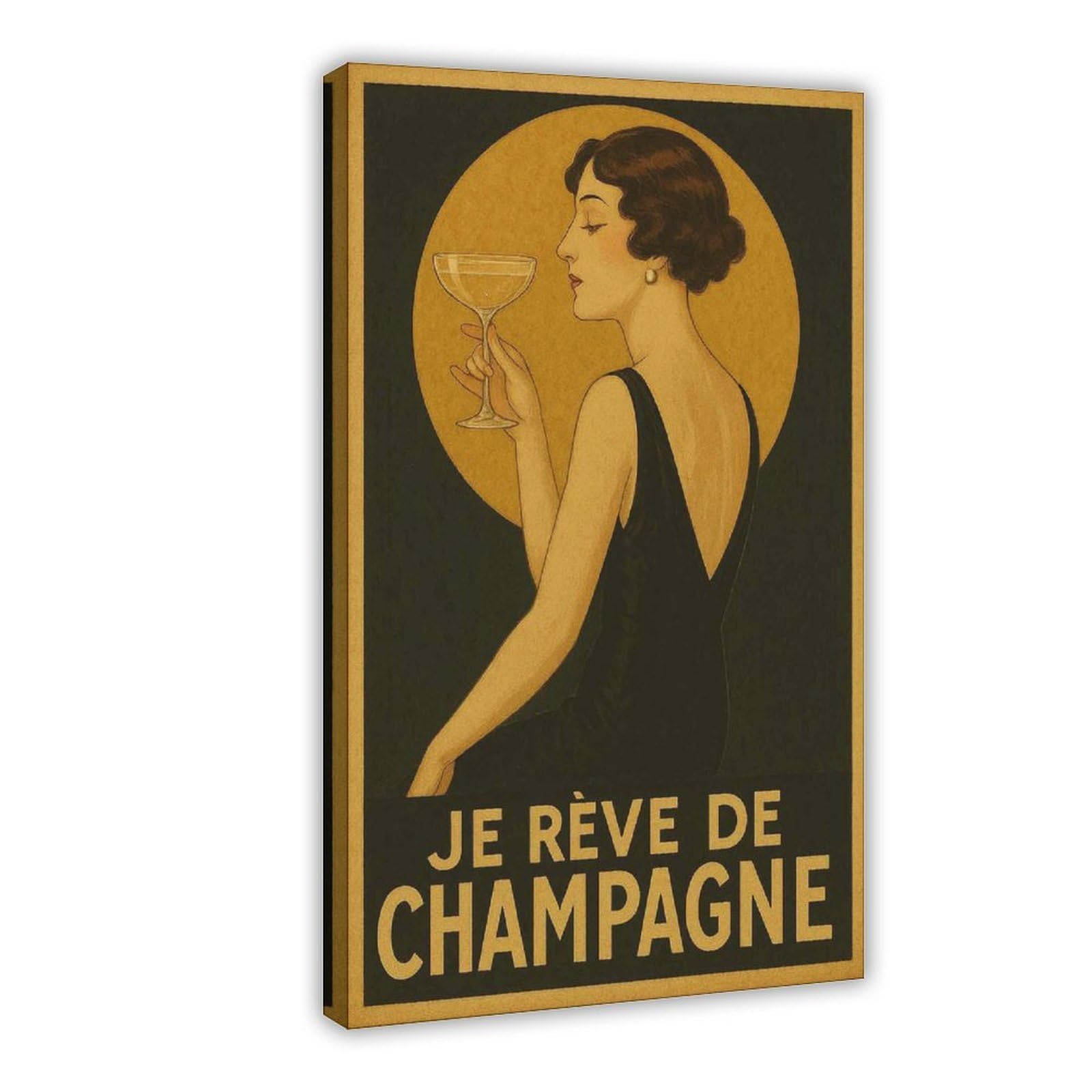 Bareronor Champagne Canvas Poster Bedroom Decor Landscape Office Room Decor Gift 24" L X 36" W