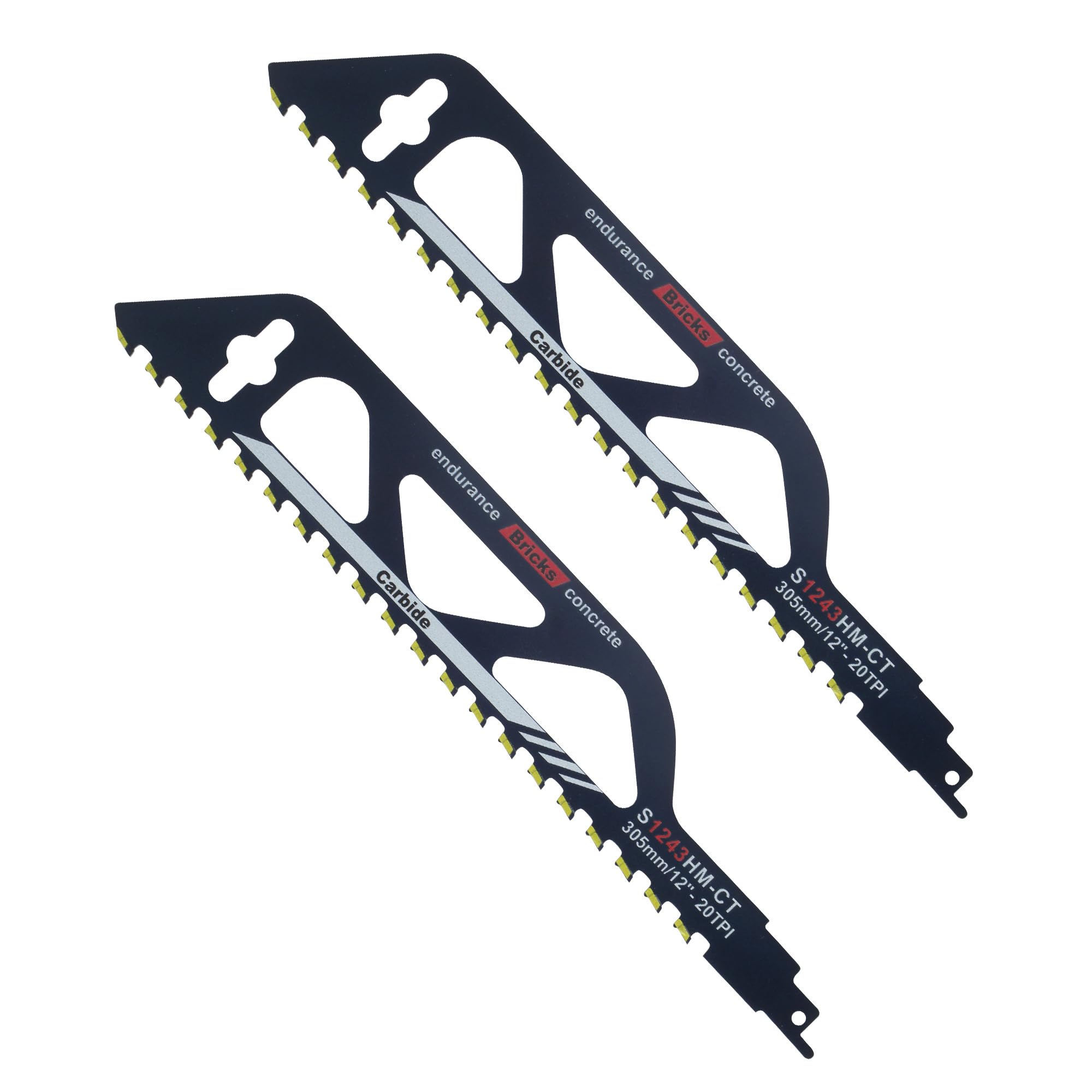 2PC Hojas De Sierra Sable, Sierra Sable para piedra, Sierra De Sable carburo de tungsteno, Accesorios Sierra Sable 305 mm, Hoja de sierra adecuado para concreto celular, madera y metal (S1243HM)