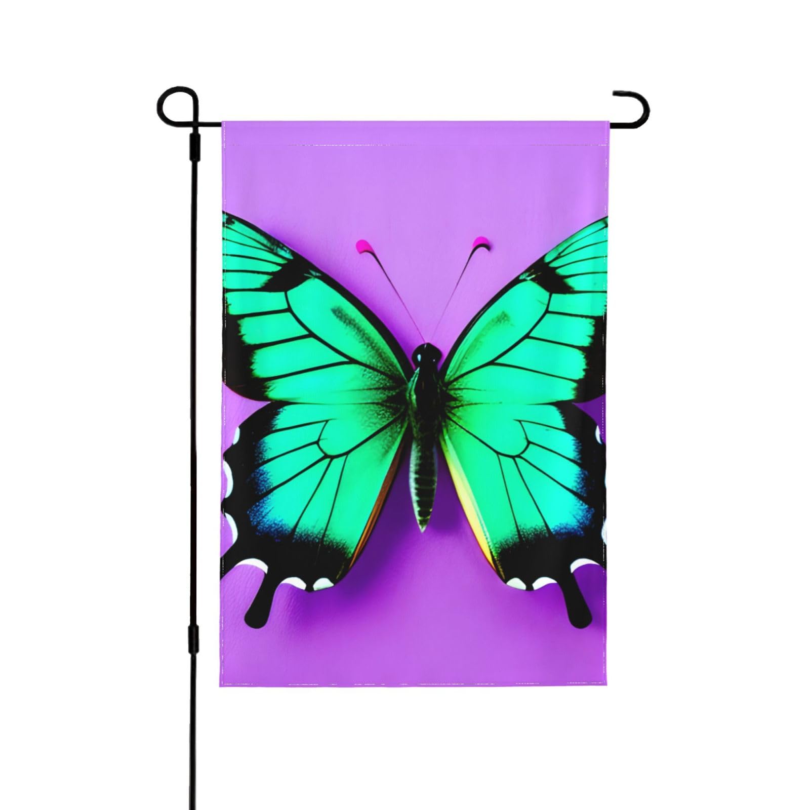 Drapeau de jardin double face violet à motif papillon haute résistance