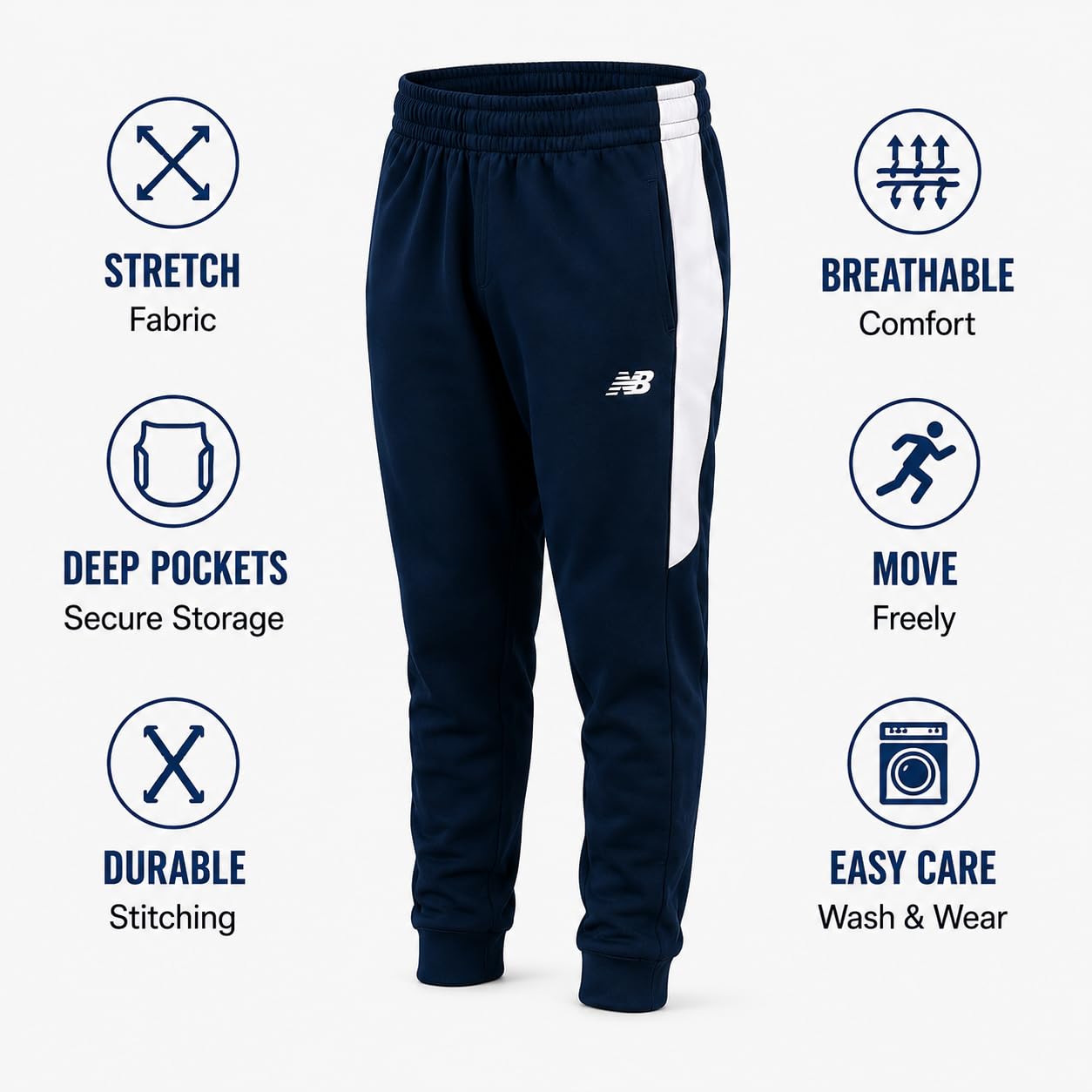 New Balance Pantaloni sportivi per ragazzi, confezione da 2 pezzi, in tricot con elastico in vita, pantaloni sportivi per bambini