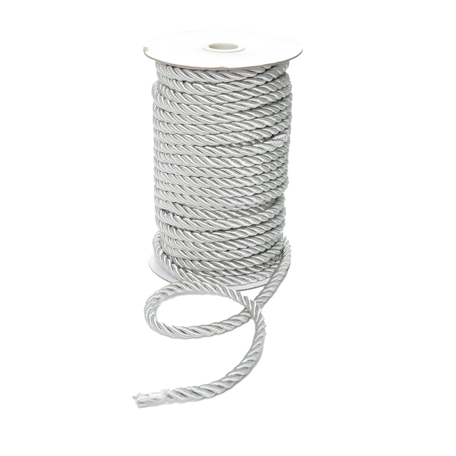 Crepe Cord - 6mm Cotton Rope, Strong Macrame Cord for DIY Craft Projects, Piping Cord for Cushions, Nylon Drawstring Cord, Durable & Multi-Purpose Cotton Nylon Strong String (Silver, 1)