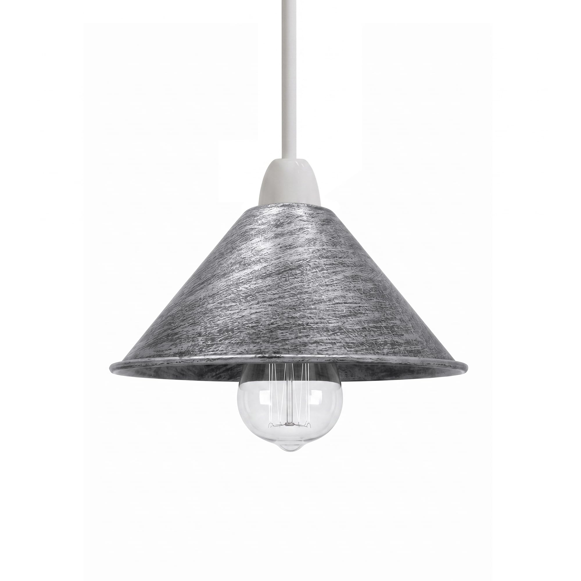Ledsone Brushed Silver 18Cm Modern Metal Light Shade, Easy Fit