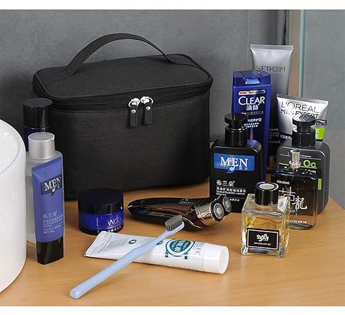 Miniatura 5 de Bolso de maquillaje HOYOFO, bolso de viaje para productos cosméticos, con bolsillo de red, almacenamiento de aseo de viaje grande e impermeable,