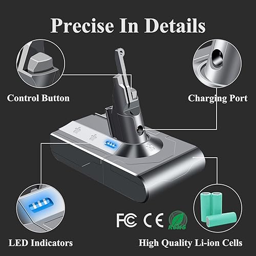 Miniatura 3 de ActualizadaBatería de repuesto para batería Dyson V8, 4000 mAh, 21.6 V 4.0 Ah, compatible con Dyson V8 Animal 215681 V8 Absolute Fluffy V8 Motorhead