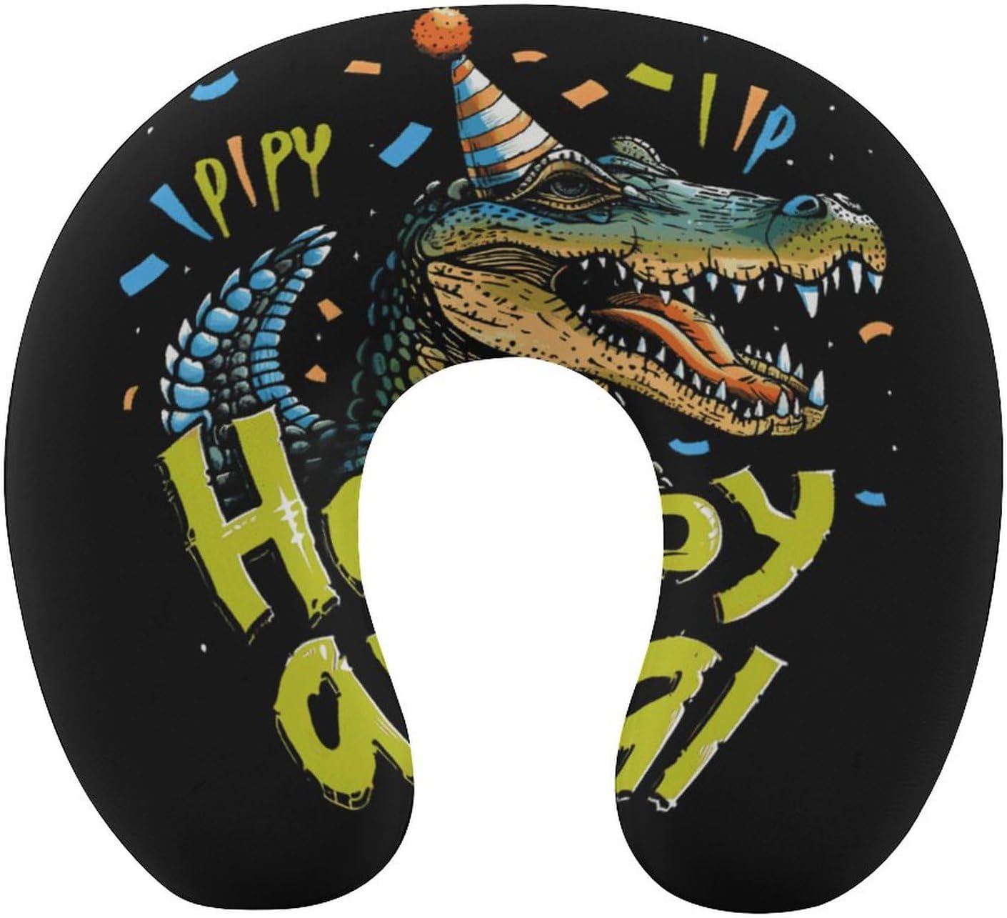 Party Animal Alligator Birthday Funny Travel Pillow U Shaped Memory Foam Neck Pillows Portable for Flight Car Home Office