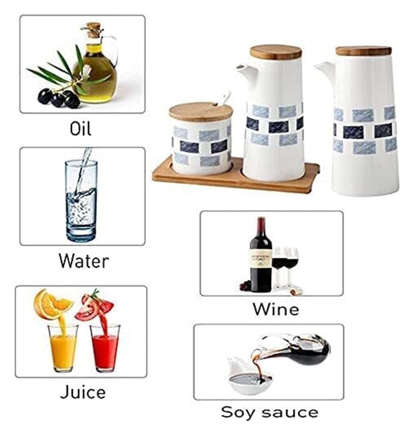 Distributore di Olio e aceto, Bottiglie di Olio in Ceramica, Salsa di soia, aceto, Collezione in Porcellana, condimenti, barattoli per spezie