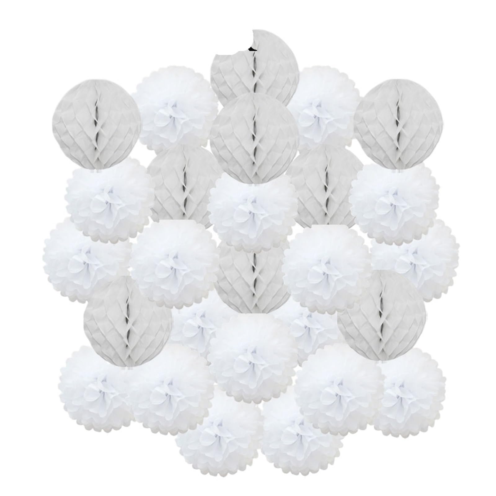 Pom Pom Kit Decorazione fai da te for cerimonia di nozze, pallina rotonda a nido d'ape, pompon carta for battesimo, bomboniera for festa compleanno(Pink Blue Beige,12inch(30cm))