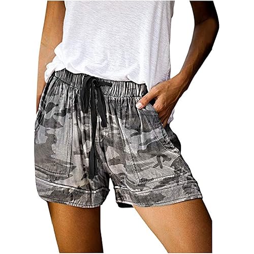 Hessimy Womens Lightweight Shorts Casual Baggy Elastic Shorts for Women Summer Drawstring Comfy Beach Shorts with Pockets