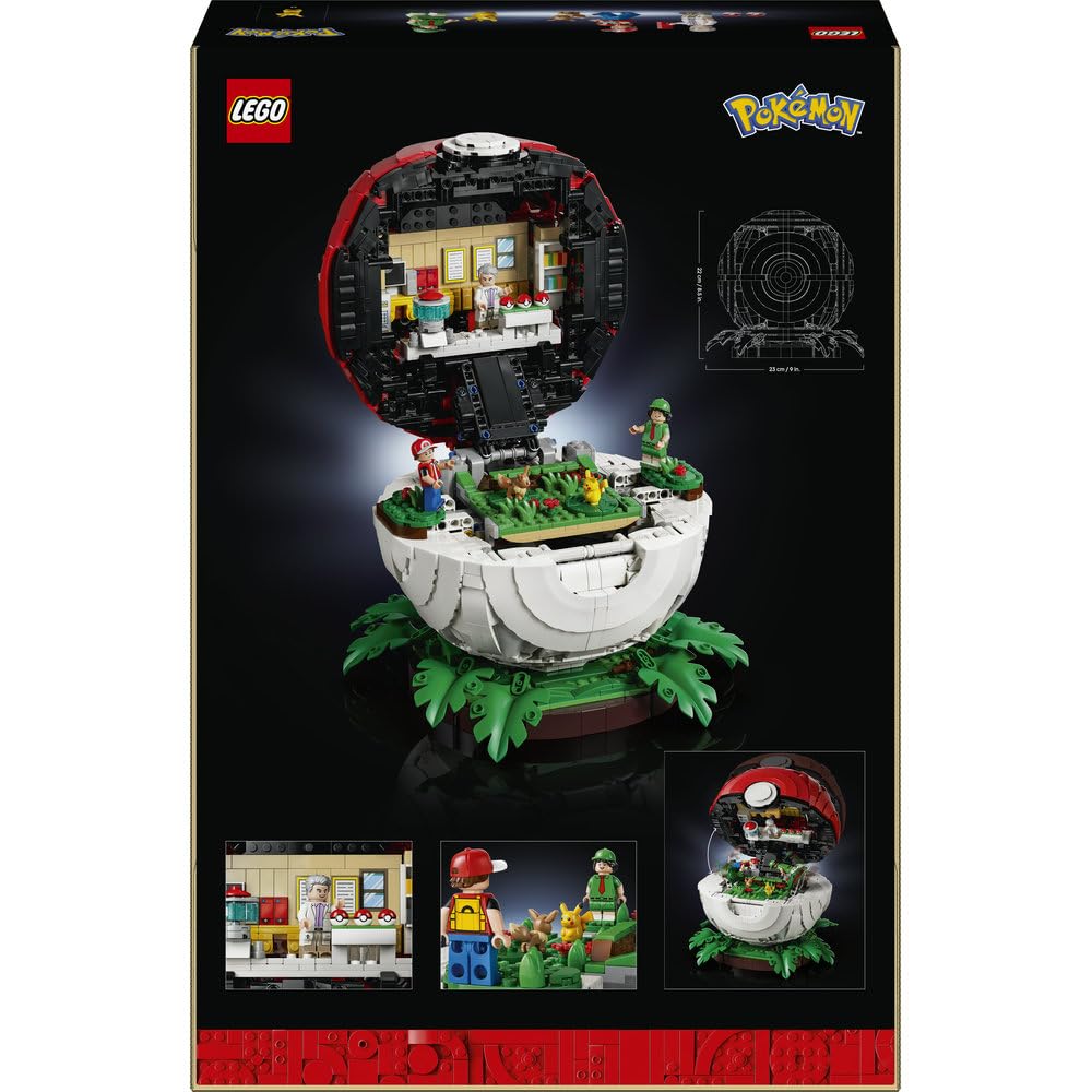 LEGO Pokémon Kultowy Pokéball z Trenerami 72154 | Kolekcjonerski model Pokéballa, duży zestaw klocków dla dorosłych, prezent dla fana gry, gamingowa dekoracja, 2386 elementów