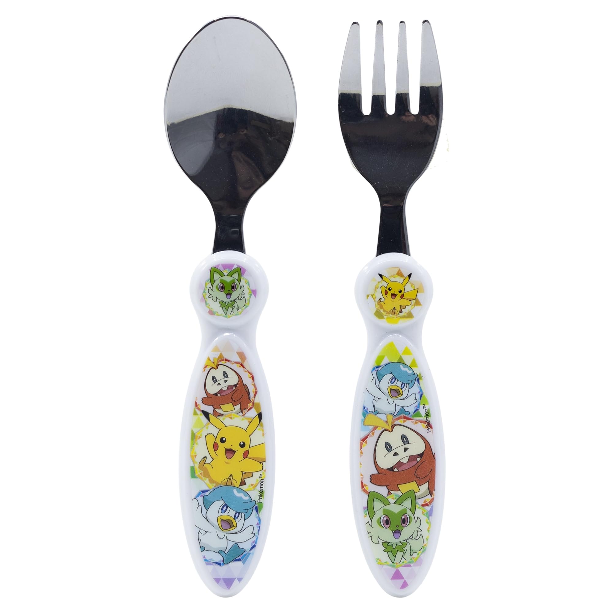 Set of 2 Metal Cutlery (Spoon and Fork) Pokemon, Multicoloured