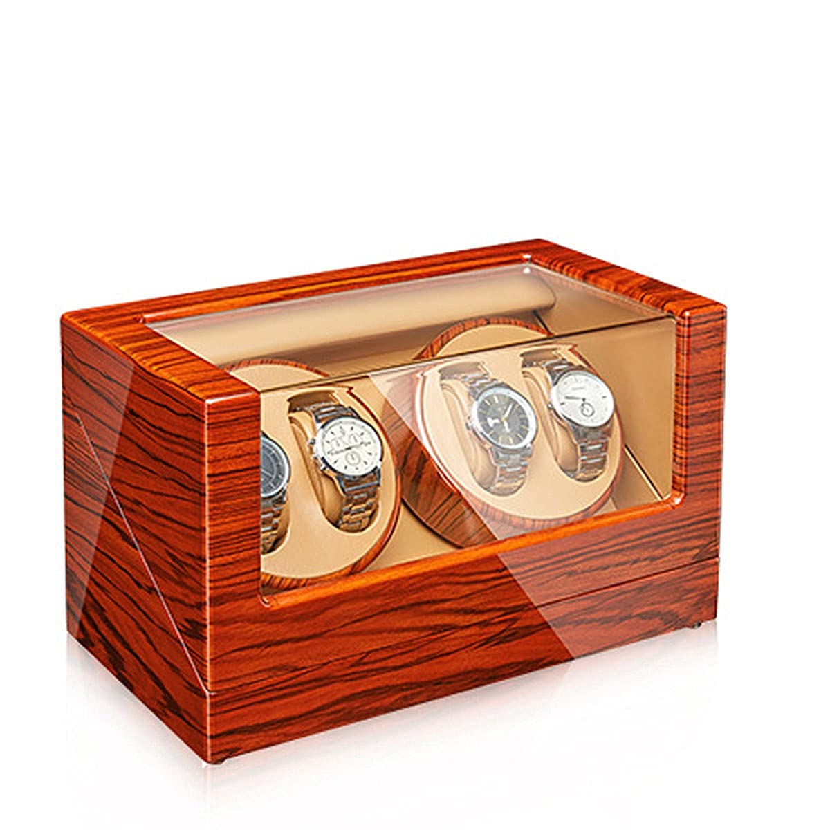 QUSYZD Watch Boxes Watch Winder, 4 Watch Winders Box for Automatic Watches with Extremely Quiet Motor, Adjustable Watch Pads,J-A
