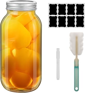 1Pc 64 oz Mason Jars Wide Mouth, Large Half Gallon/ 2 Quart Mason Jar with Airtight Lids,Air Tight Glass Pickling Jars for Canning,Fermenting,Food Storage 1
