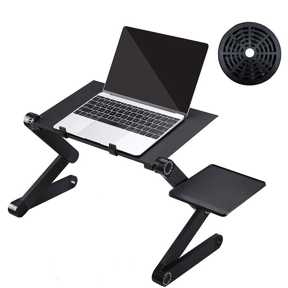 Support d'ordinateur portable inclinable et réglable avec ventilateurs silencieux noirs