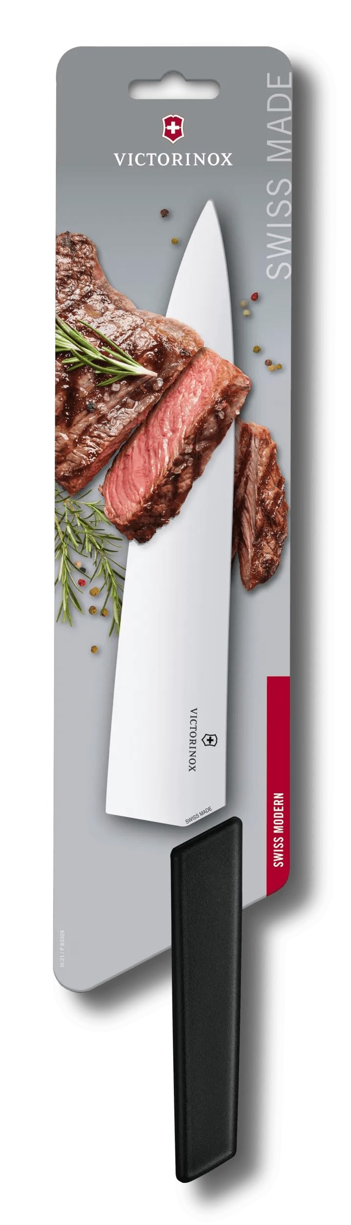 Victorinox Swiss Modern nóż do krojenia mięsa, prosty szlif, ostrze o długości 25 cm ze stali nierdzewnej, ergonomiczny uchwyt z tworzywa sztucznego, czarny