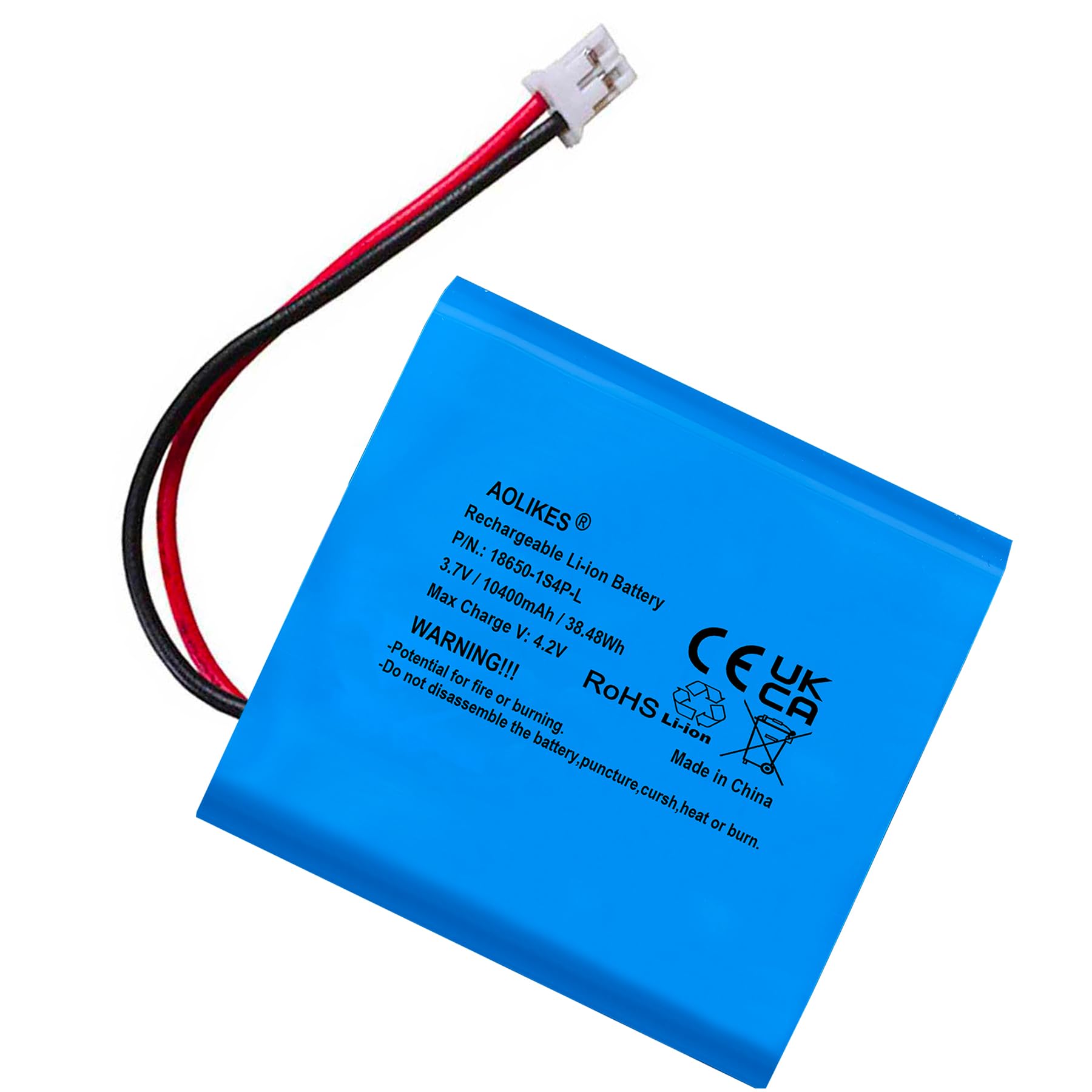 Amazon.com: AOLIKES 3.7v Lithium-ion Battery Pack 10000mAh w/JST