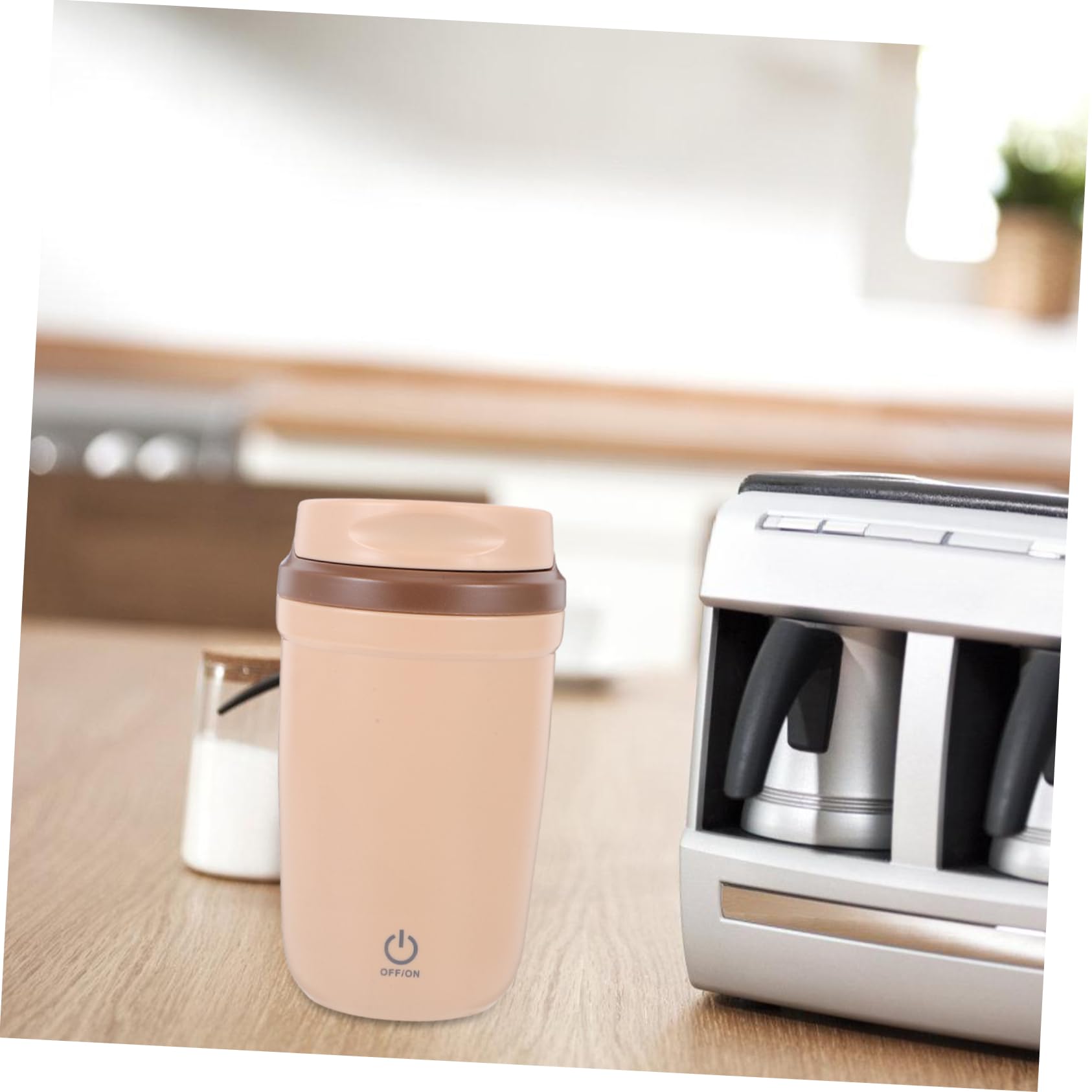ULTECHNOVO Shaker Proteine Elettrico 400ml in Acciaio Inox Beige | Tazza Mescolatrice Ricaricabile, Abs Magnete e Rame, 400ml per Outdoor e Viaggio