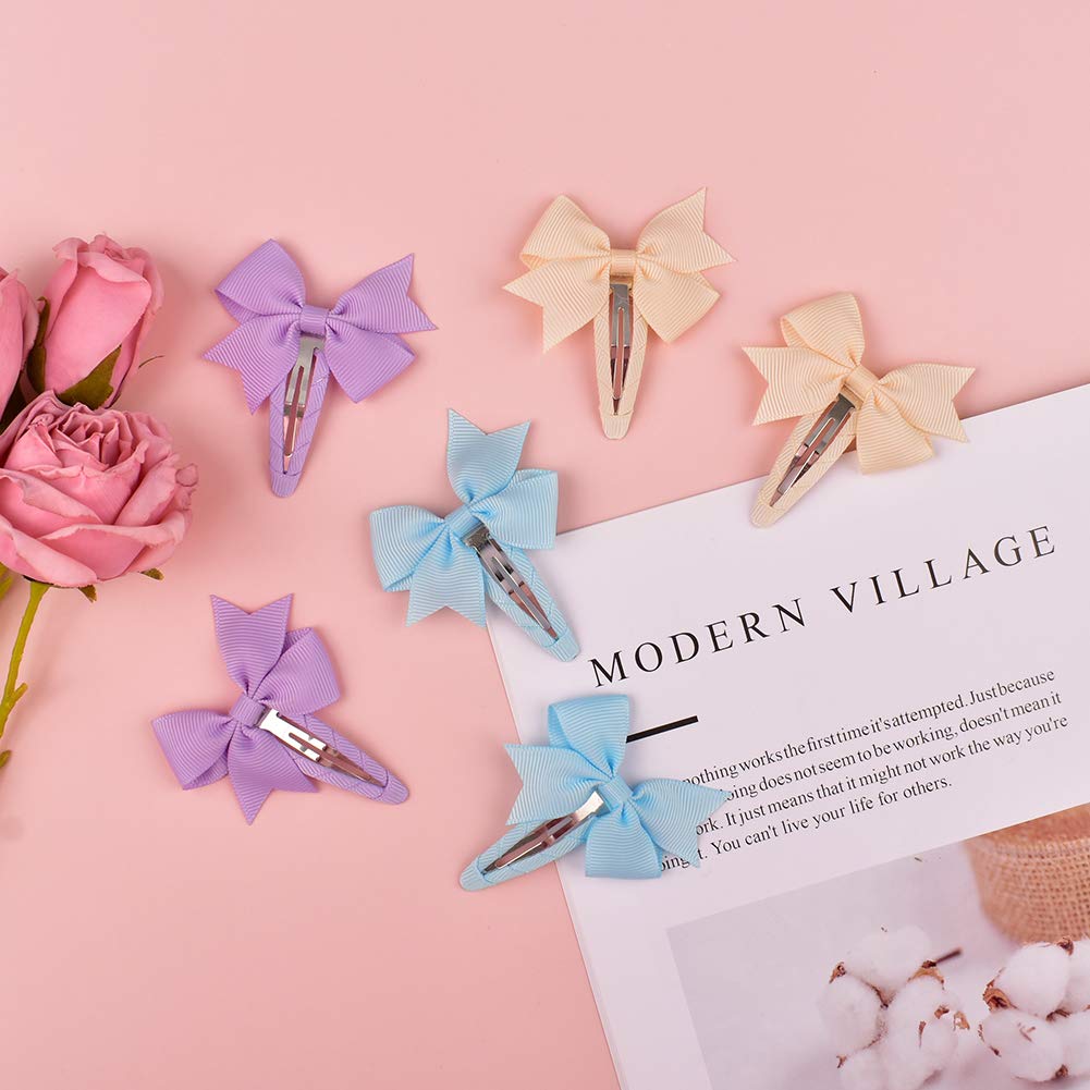 Ruyaa 40pcs Small Pinwheel Hair Bow Snap Clip Fully Wapped for Baby Girl Toddler Hair Accessories Barrettes Pigtail Pairs Assorted Solid Color little girls : Baby