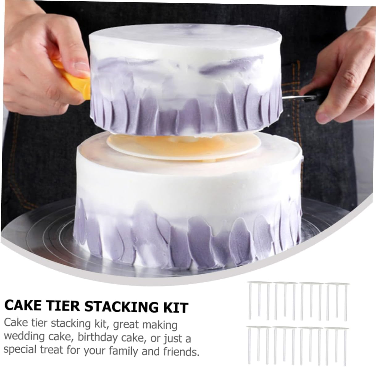 Ipetboom 8 Sets Plastic Cake Dowels and Supports for Tiered Wedding Cakes