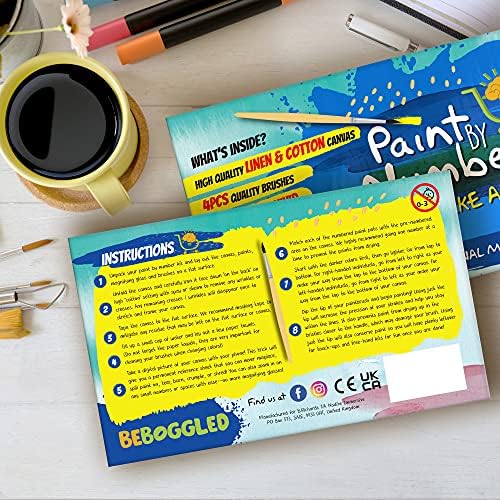BEBOGGLED Premium Paint by Numbers Kits, Canvas Painting 16 x 20 Canvas, Vivid Safe Acrylic Paint & Quality 4 Paint Brush Set for Paint by Numbers for Adults & Paint by Numbers for Children