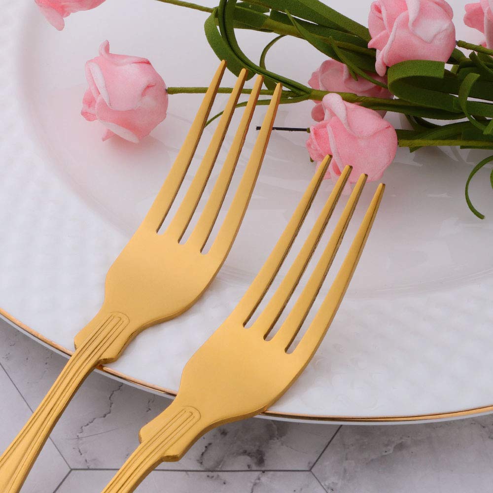 King Dessert Forks, Buyer Star Stainless Steel Gold Fork Set for Desserts Pasta Salad Pack of 12, 12 Dessert Forks - Image 4