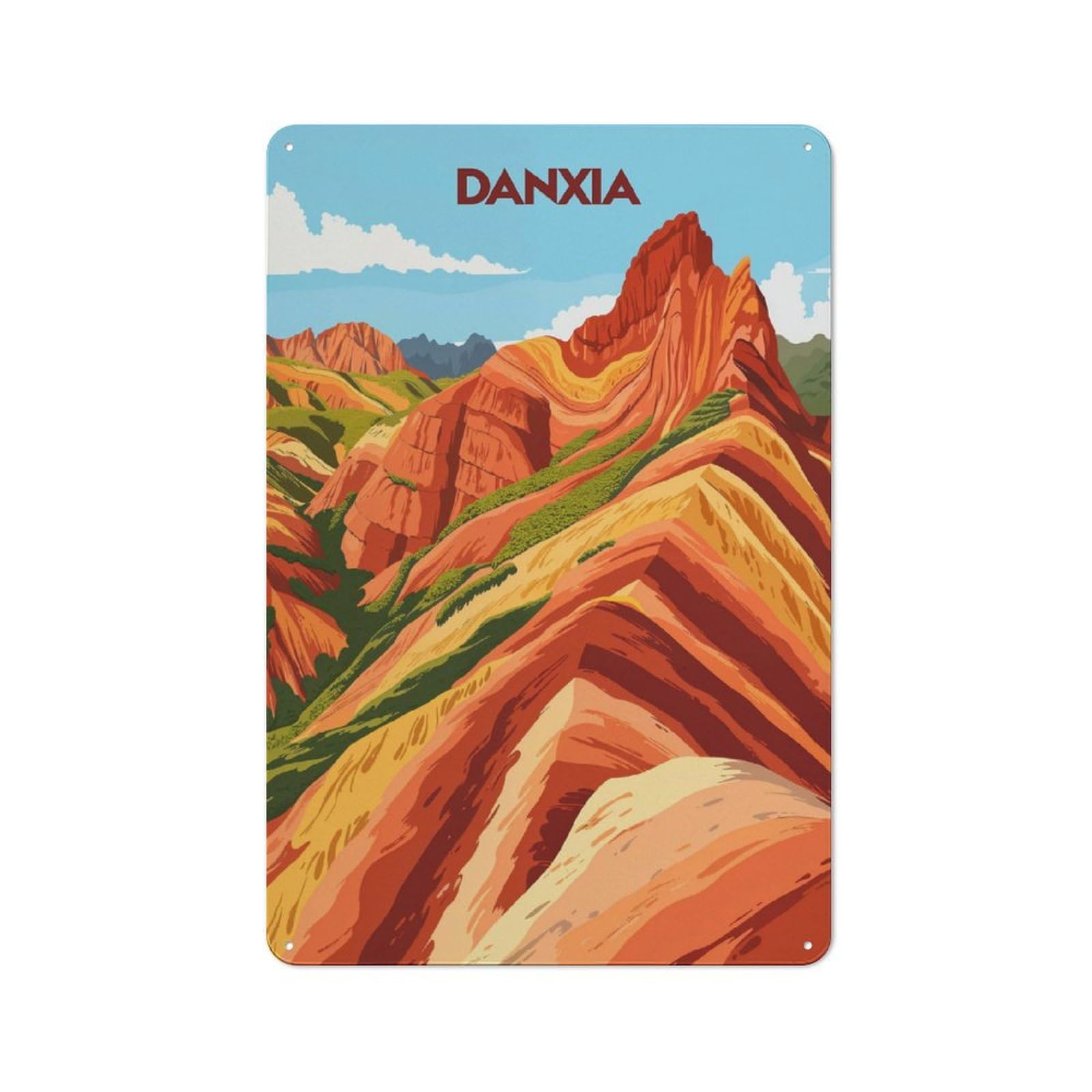 Junmoney Danxia Wonders Retro Metal Sign 30X20cm, Old Fashioned Retro Room Decor For Living Room, Hallway, Kitchen Or Cafe