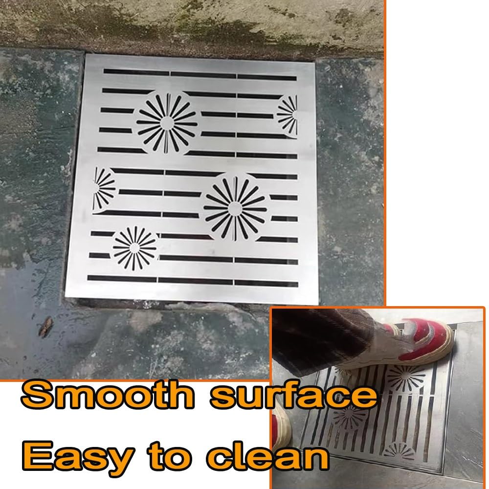 Colador de Drenaje Cuadrado extraíble para Uso en Exteriores. Rejilla de Acero Inoxidable para sumideros, Patios, atrios y entradas.