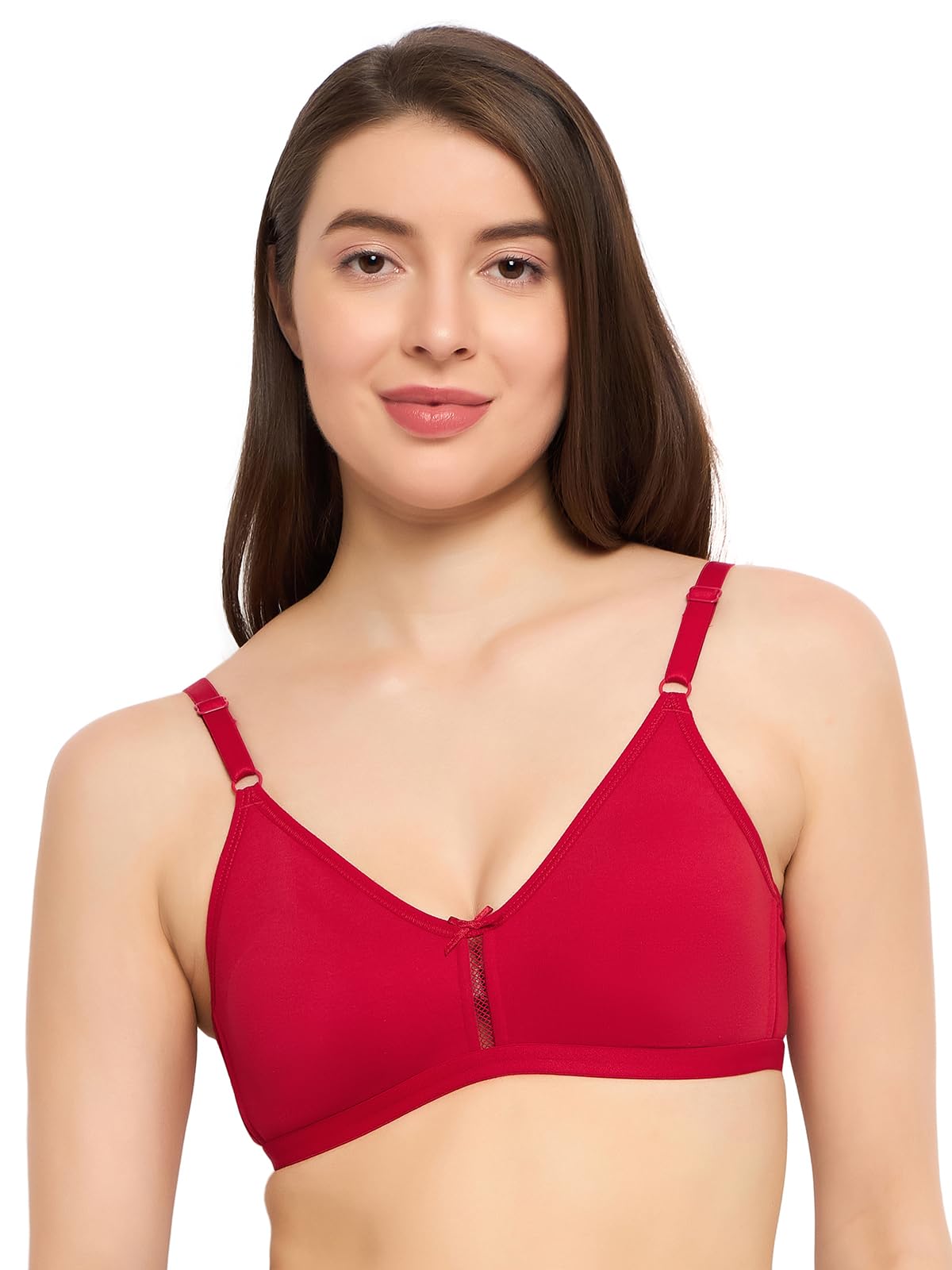 clovia Women's Cotton Rich Solid Non-Padded Full Cup Wire Free T-Shirt Bra - Light Red-picture-46