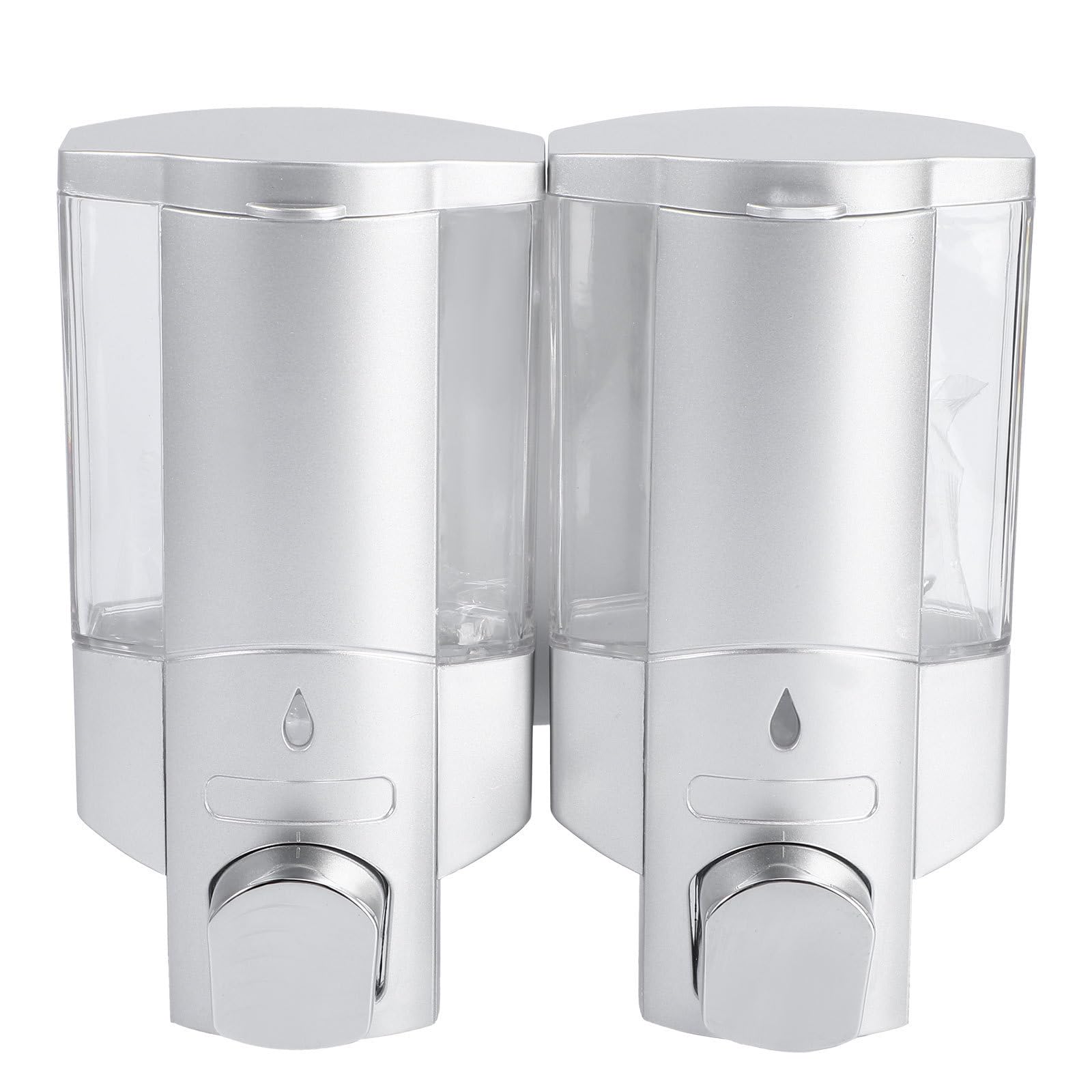 Dispensador Ventana Transparente Doble Cabezal de Jabón Líquido de Pared de Plástico Abs 300ml Ahorro de Espacio para Baño y Ambiente Húmedo