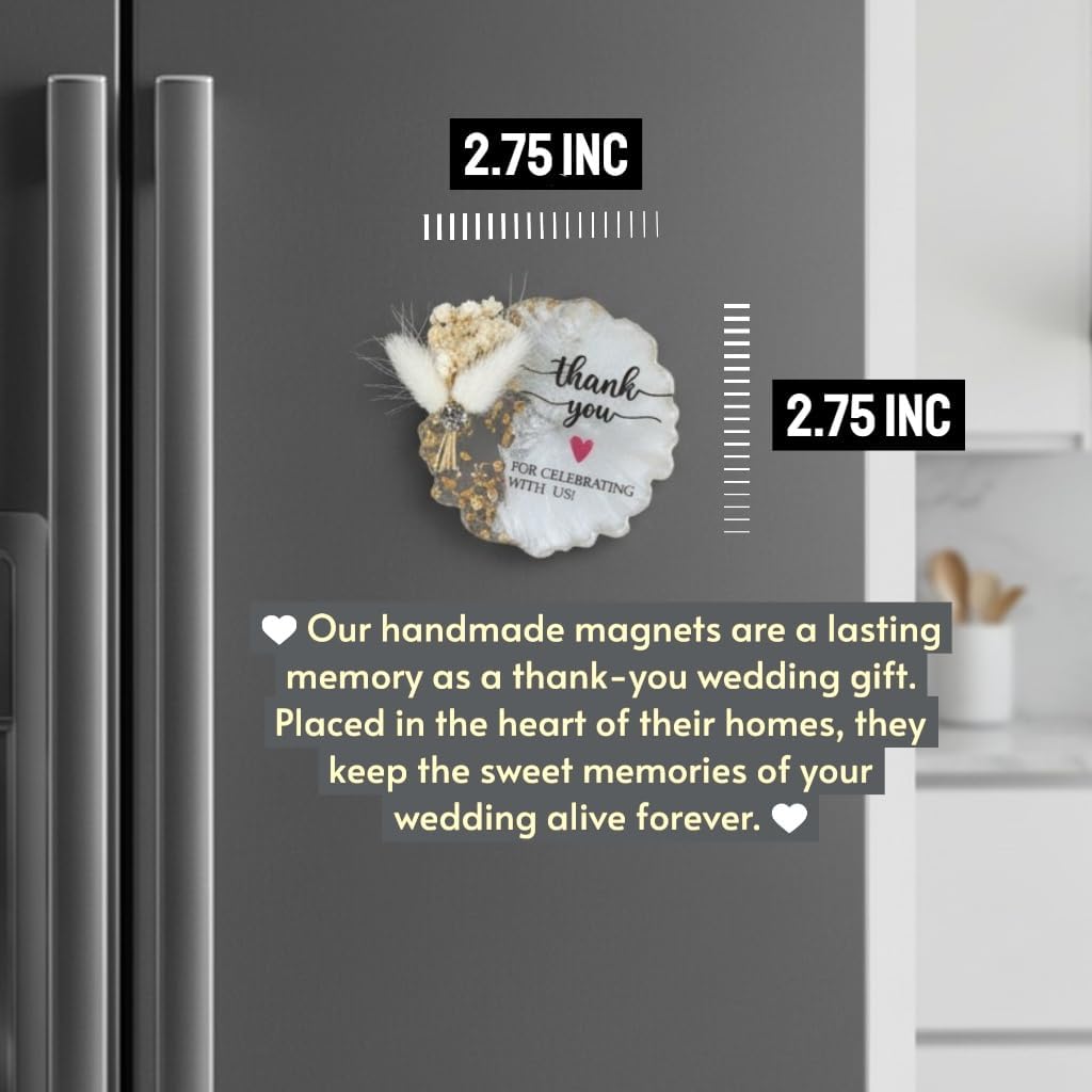 40 piezas de recuerdos de boda para invitados, imanes de resina ciristal, juego de regalos a granel, etiqueta de agradecimiento con diseño floral para novia, Pooja, Baby Shower, regalo de cumpleaños para invitados | Diseño único hecho a mano y regalos para bodas, despedidas de soltera, baby shower, cumpleaños y fiestas para adultos.