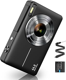 Digital Camera 1080P FHD Compact Camera 44MP 16X Digital Zoom Simple Vlogging Camera with 32G TF-Card Portable for Kids, Students, Seniors, Beginner (Black)