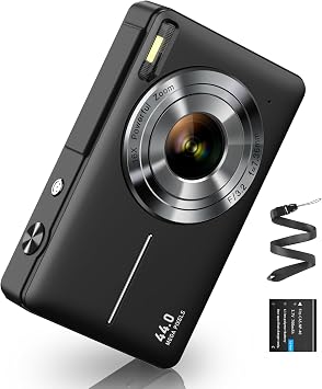 CAMKORY Digital Camera 1080P 44MP FHD Compact Digital Camera 16X Digital Zoom Anti-shake Vlogging Camera for Kids Students Seniors Beginner Black