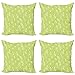 ABAKUHAUS Primavera Set de 4 Fundas para Cojín, Ecología Hojas Jardín, Estampado Digital en Ambos Lados y Cremallera, 40 cm x 40 cm, Verde Manzana Blanca