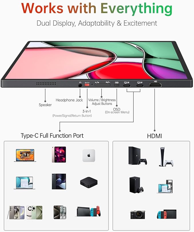 Monitor Portátil 16" 120Hz HDR, Resolución 1920x1200 IPS miniatura 6