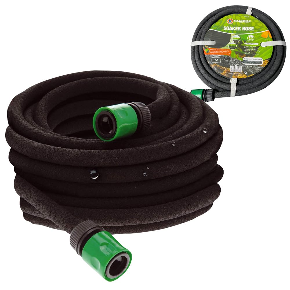 15m Hozelock Compatible Porous Soaker Hose - Garden Drip Irrigation Watering Pipe Metre | Leaky Garden Irrigation Soaker Hose Pipe | Ideal Watering Solution for All Plants and Vegetables - Black