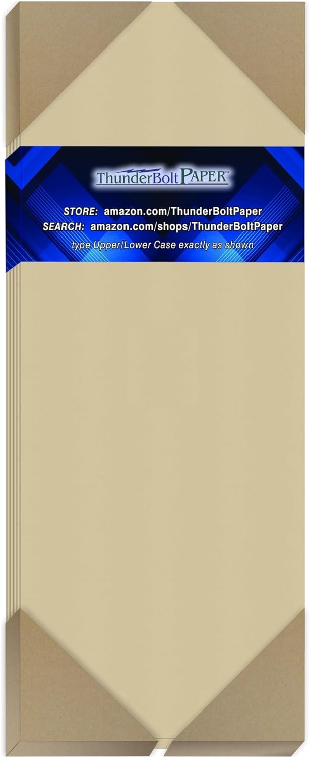 100 Desert Tan Fiber Finish Cardstock Paper Sheets - 4.25 X 11 Inches Half Letter Size Cut Long - 80 lb/pound Cover|Card Weight 216 gsm - Natural Fiber with Darker Specks - Slightly Rough Finish