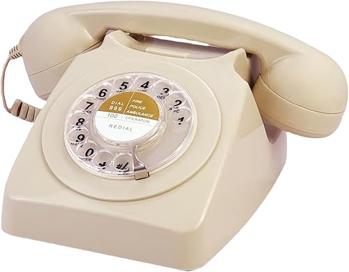 Vista 9 de Teléfono de esfera rotativa retro de estilo antiguo con campana de metal clásica, teléfono con cable con remarcado para decoración del hogar