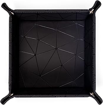 PU Leather Valet Tray for Mens and Women Catchall Tray for Keys,Watch,Jewelry Small Nightstand Bedside and Entry Table Tray Gift for Dad Husband BlackChequer