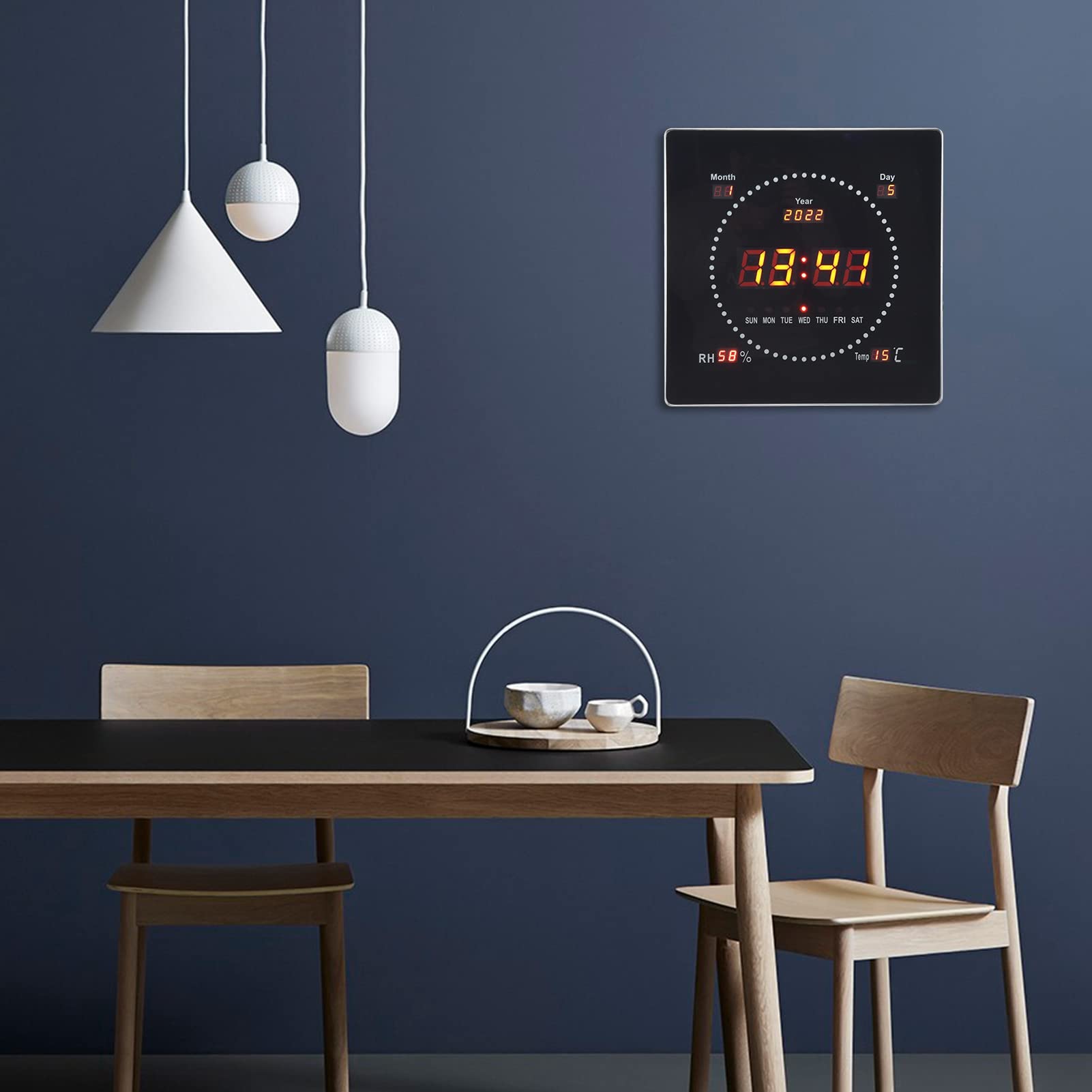Topiky Große Digitale LED Wanduhr, Batteriebetriebene Digitale Tischuhr, Große Ziffern, Wöchentliche Temperatur, Kalenderwecker für das Büro Im Schlafzimmer von älteren Menschen