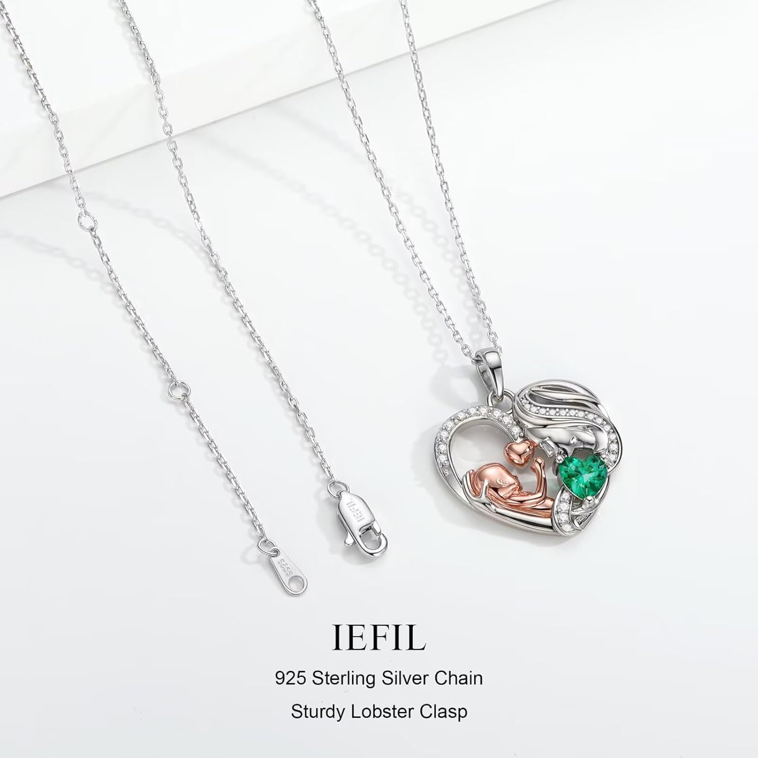 Iefil Gifts for New Mom - 925 Sterling Silver Heart Birthstone Necklace, Birthday First Mothers Day Gifts for New Mom - Image 7