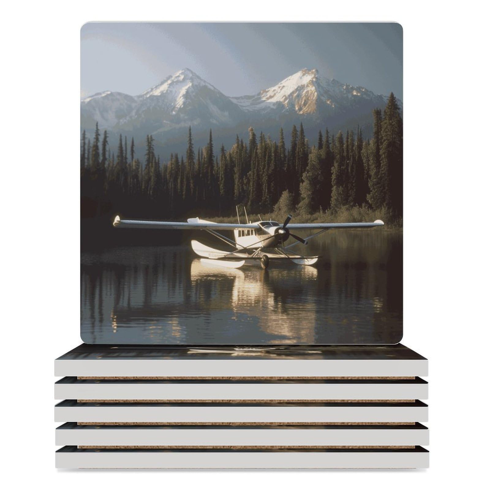 Dessous de verre céramique carré motif avion protection table bureau