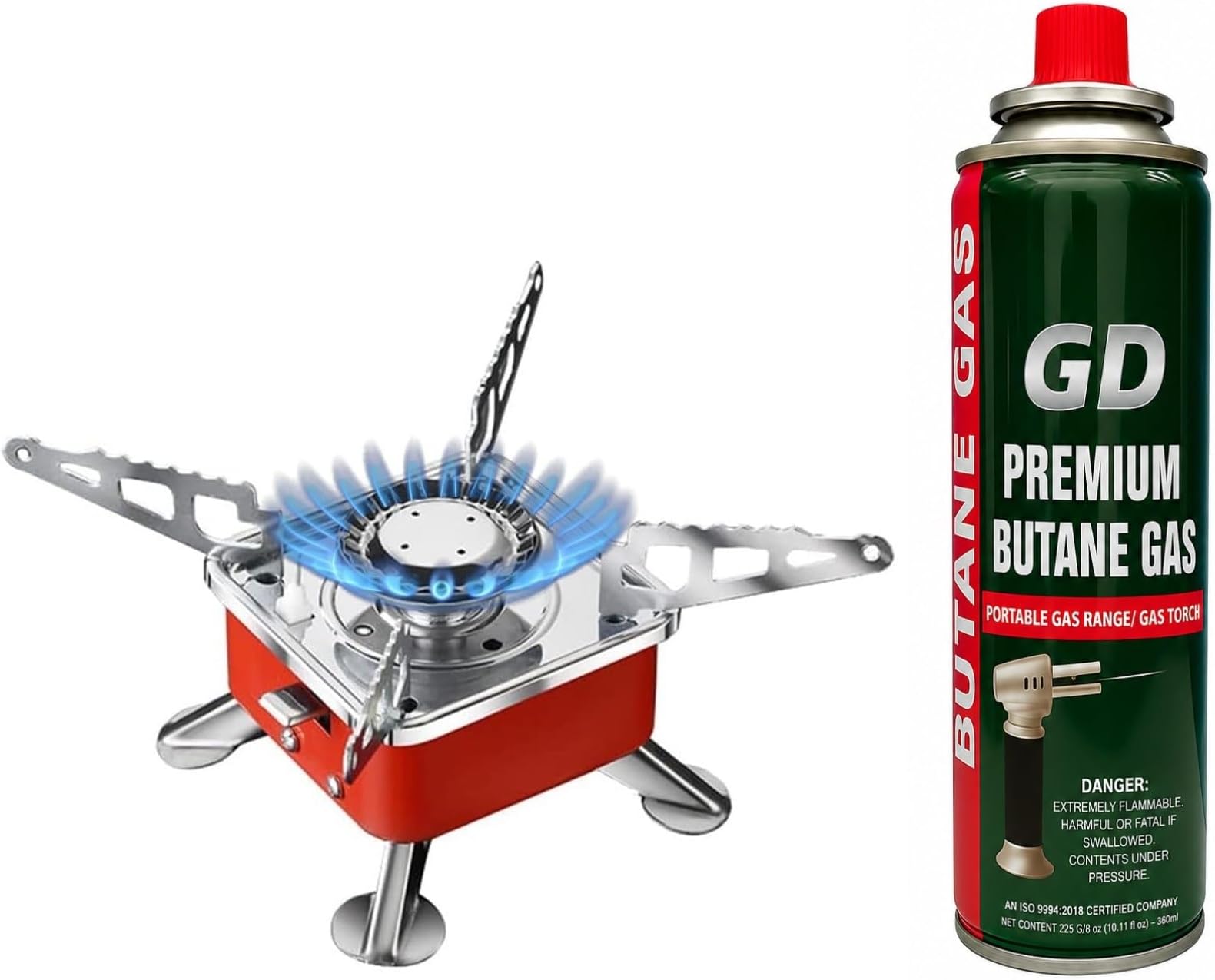 Gadget Deals- camping stove with cylinder | camping gas stove | camping stove - 2800W- Ultra Light Picnic Cooking Gas Burners & butane gas cylinder can - Emergency stove | camping cylinder